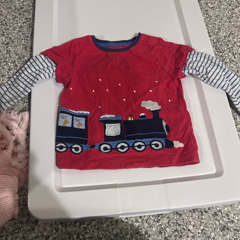Baby Boden Train Layered-Look Long Sleeve Kids Top